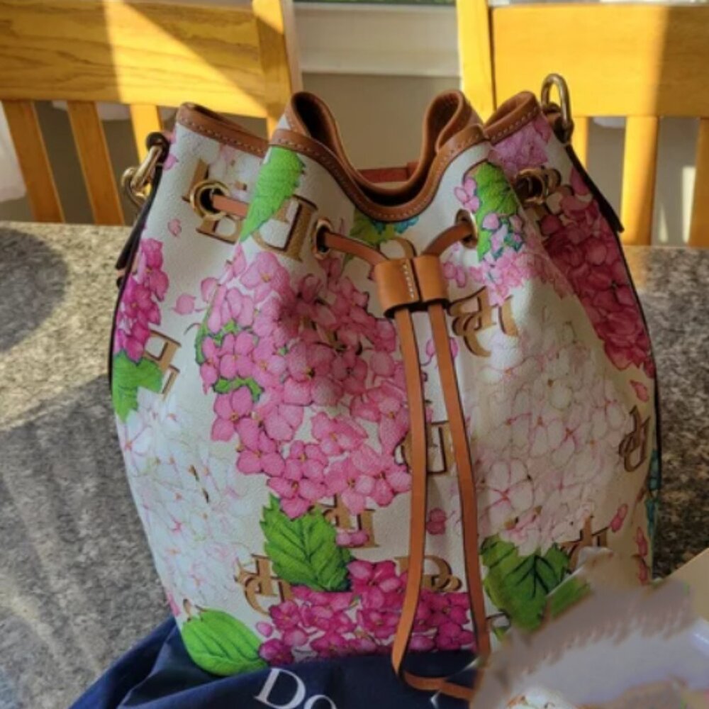 Dooney & Bourke Pink and Green Floral Shoulder Bag